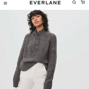 Everlane The Lofty Knit Henley Sweater Charcoal Gray Merino Wool Alpaca Medium M